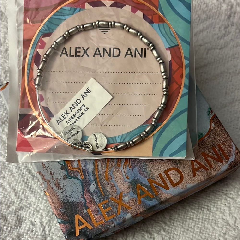 New with tags/box Alex and Ani Silver Beaded Bracelet